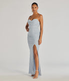 Whether it's the color or silhouette of the Mellie Faux Pearl Mesh Mermaid Long Formal Dress, this light blue bridesmaid dress is a gorgeous pick for a maid-of-honor or to create a bridal party look ready to celebrate!