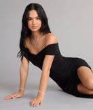 Giada Glitter Knit Off-the-Shoulder Column Dress