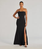 Turn heads at Prom 2025 in this black prom dress, where statement-making details meet the iconic style of the Aliana Strapless Corset Mermaid Dress .