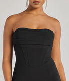 Step into Prom 2025 in a black prom dress, where unique Windsor accents and the standout Aliana Strapless Corset Mermaid Dress style come together.