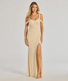 Turn heads at Prom 2025 in this ivory prom dress, where statement-making details meet the iconic style of the Fay Off The Shoulder Faux Pearl Mermaid Dress .