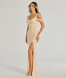 Make a bold statement in the Fay Off The Shoulder Faux Pearl Mermaid Dress in ivory, the perfect spring dress for weddings, cocktail hours, nights out, and/or seasonal celebrations.