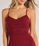 Feel instantly put-together in the Rae Lace-Up Glitter Mermaid Dress in wine, a summer wedding guest dress designed for confident style and all-out celebration.