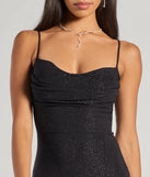 Step into Prom 2025 in a black prom dress, where unique Windsor accents and the standout Astrid High-Slit Glitter Mermaid Dress style come together.