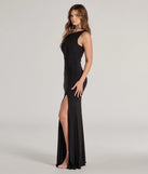 Whether it's the color or silhouette of the Esmé One-Shoulder High Slit Mermaid Dress, this black bridesmaid dress is a gorgeous pick for a maid-of-honor or to create a bridal party look ready to celebrate!