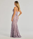 Step into Prom 2025 in a lavender prom dress, where unique Windsor accents and the standout Arna Low Back Mermaid Lace Formal Dress style come together.