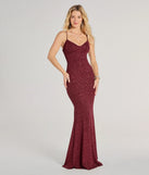 Revamp your 2025 wardrobe with this chic addition, the Tricia V-Neck Open Back Mermaid Glitter Formal Dress in wine, perfect for elevating your style in the new year.