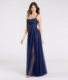 Turn heads at Prom 2025 in this navy blue prom dress, where statement-making details meet the iconic style of the Leslie Floral Applique Lace Up A-Line Formal Dress.