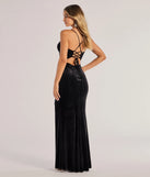The April Lace-Up Velvet Corset Mermaid Dress is a show-stopping black prom dress, offering a sleek, slimming silhouette that enhances your natural beauty for an unforgettable night.