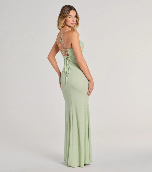 Molly Lace-Up Mermaid Glitter Formal Dress