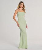 Step into Prom 2025 in a sage green prom dress, where unique Windsor accents and the standout Molly Lace-Up Mermaid Glitter Formal Dress style come together.