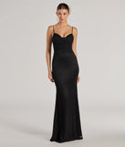 Turn heads at Prom 2025 in this black prom dress, where statement-making details meet the iconic style of the Lylah Lace Cowl Neck Mermaid Dress .