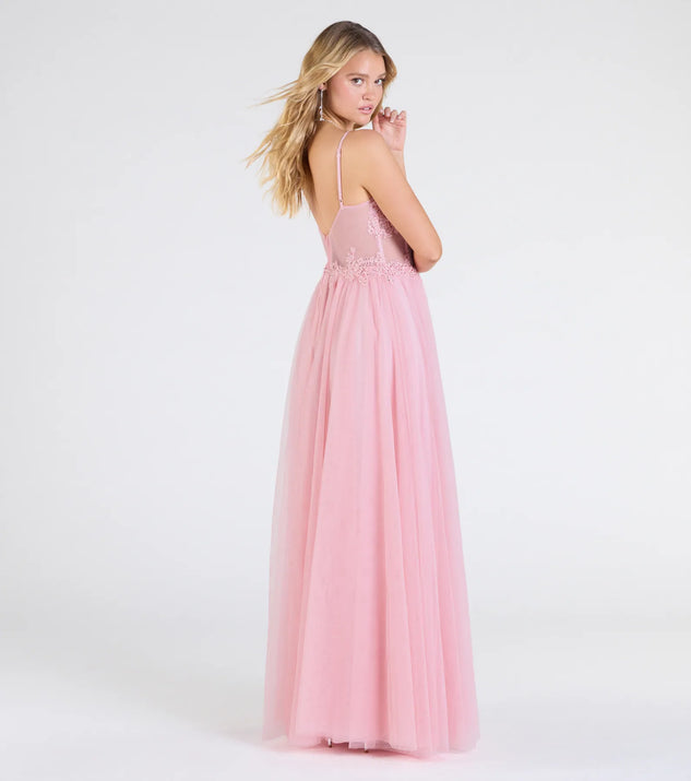 Fatima V-Neck Embroidered A-Line Tulle Dress | Windsor