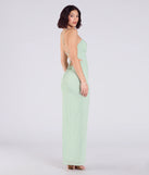 Make a bold statement in the Chloe Lace-Up Ruched Column Formal Dress in sage green, the perfect green dress for weddings, cocktail hours, nights out, and/or seasonal celebrations.