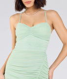 The Chloe Lace-Up Ruched Slim Long Formal Dress in luxe sage green fabric, a stunning prom dress with statement details designed to make a bold impression at Prom 2025.