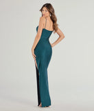 Own the spotlight in the Celia Formal Cutout High Slit Column Dress, a hunter green formal dress crafted to deliver luxe style for summer weddings, Army Balls, or any special event.