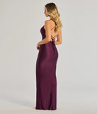 Revamp your 2025 wardrobe with this chic addition, the Natalie Cowl Neck Lace Up Slit Formal Dress in plum, perfect for elevating your style in the new year.
