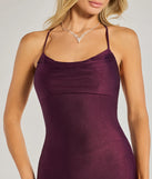 Revamp your 2025 wardrobe with this chic addition, the Natalie Cowl Neck Lace Up Slit Formal Dress in plum, perfect for elevating your style in the new year.