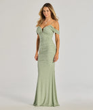 A stunning pick for an engagement photoshoot outfit or autumn wedding guest dress, this fall formal dress showcases the Charlene Formal Faux Pearl Mesh Mermaid Dress in sage green with a graceful silhouette that captures the moment.