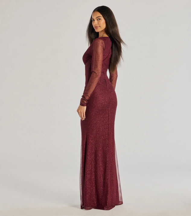 Alanna Glitter Mesh Long Sleeve Mermaid Dress | Windsor Alanna Glitter Mesh Long Sleeve Mermaid Dress | Windsor