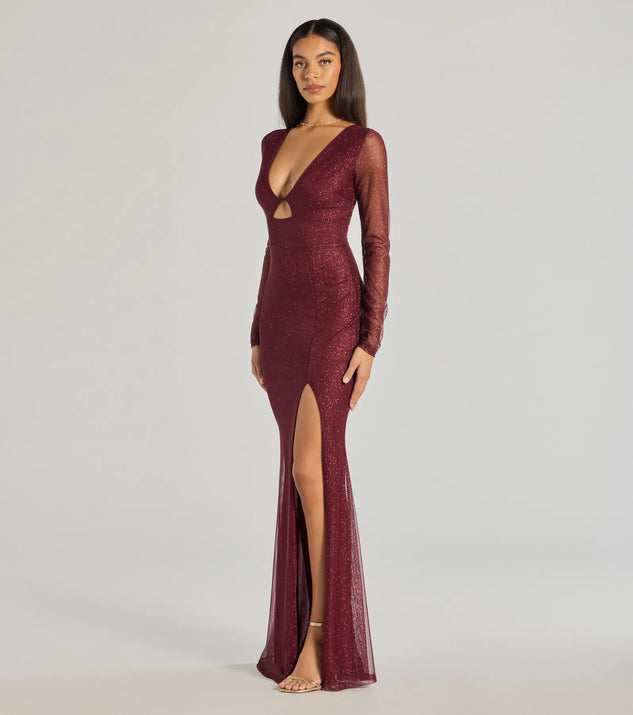 Alanna Glitter Mesh Long Sleeve Mermaid Dress | Windsor Alanna Glitter Mesh Long Sleeve Mermaid Dress | Windsor
