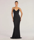 The Rani Sleeveless Strappy Open-Back Beaded Mermaid Dress in luxe black fabric, a stunning prom dress with statement details designed to make a bold impression at Prom 2025.