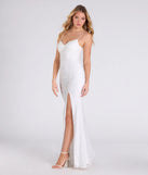 Flaunt your silhouette in the tight Rory Sweetheart Slit Bodycon Lace Formal Dress in white, a bodycon dress that empowers your look with bold style and effortless edge.
