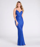 Make a bold statement in the Erin V-Neck Mermaid Sequin Beaded Formal Dress in royal blue, the perfect spring dress for weddings, cocktail hours, nights out, and/or seasonal celebrations.