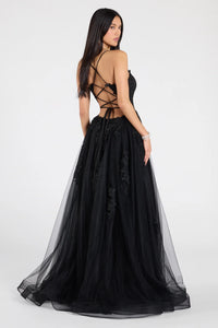 kailey formal lace up a line dress Julia Lace-Up Corset Slit A-Line Back in Vogue: Celebrating up back and cascading Fabric:Jersey Color:Cloudy Blue