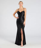 The Joyce Open Back Wrap Bodycon Glitter Formal Dress in luxe black fabric, a stunning prom dress with statement details designed to make a bold impression at Prom 2025.