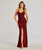 Turn heads at Prom 2025 in this wine prom dress, where statement-making details meet the iconic style of the Lexis Lace-Up Slit Mermaid Glitter Formal Dress .