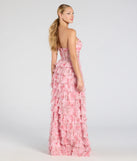 The Kira Strapless Floral Tulle A-Line Formal Dress in luxe pink fabric, a stunning prom dress with statement details designed to make a bold impression at Prom 2025.