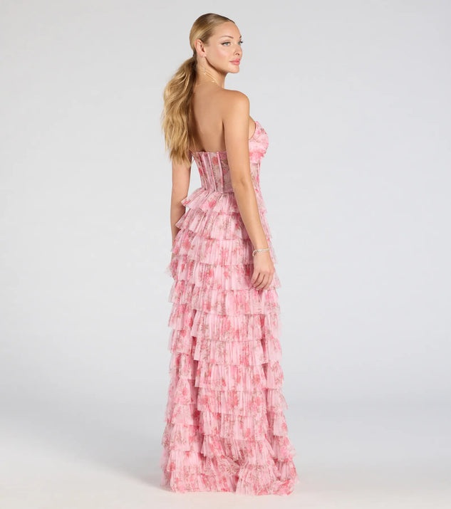 Kira Strapless Floral Tulle A-Line Formal Dress | Windsor