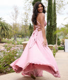 Abbey Lace-Up Slit A-Line Satin Formal Dress