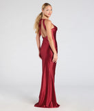 Joyce Open Back Wrap Bodycon Glitter Formal Dress in red, a stylish red dress with a flattering fit and fabric that adds allure to your look, perfect for wedding guest attire, cocktail events, or making a bold statement on a date night.