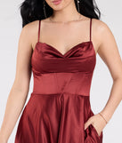 Turn heads at Prom 2025 in this rust prom dress, where statement-making details meet the iconic style of the Marcella A-Line Slit Satin Formal Dress.