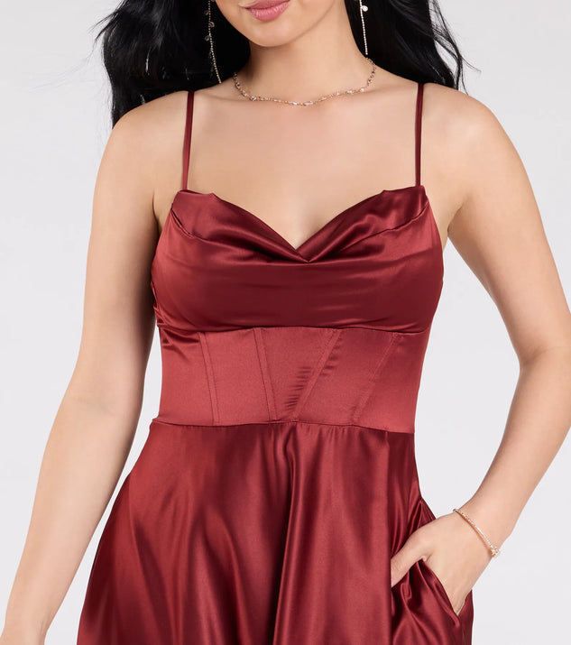 Marcella A-Line Slit Satin Formal Dress | Windsor Marcella A-Line Slit Satin Formal Dress | Windsor