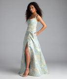 Turn heads at Prom 2025 in this blue prom dress, where statement-making details meet the iconic style of the Lulabelle Lace-Up Slit A-Line Formal Dress.