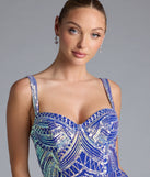 Own the spotlight in the Elisa Iridescent Sequin High Slit Column Dress, a royal blue formal dress crafted to deliver luxe style for summer weddings, Army Balls, or any special event.