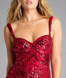 Step into summer looking effortlessly chic in the Elisa Iridescent Sequin High Slit Column Dress in red, a must-have Windsor dress for your warm-weather wardrobe.
