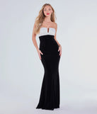 Make the big day unforgettable with the Marnie Strapless Satin Bow Velvet Column Formal Dress, a gorgeous black bridesmaid dress that balances elegance and affordability.