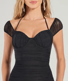 The Blossom Formal Halter Mermaid Dress in luxe black fabric, a stunning prom dress with statement details designed to make a bold impression at Prom 2025.
