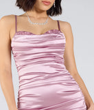 The Shondra Sweetheart Applique Satin Mermaid Dress in luxe mauve fabric, a stunning prom dress with statement details designed to make a bold impression at Prom 2025.