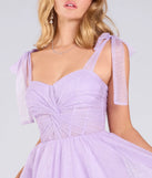 Make a bold statement in the Ellery Glitter Tulle A-Line Formal Dress in lavender, the perfect spring dress for weddings, cocktail hours, nights out, and/or seasonal celebrations.