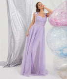 The Ellery Glitter Tulle A-Line Formal Dress in luxe lavender fabric, a stunning prom dress with statement details designed to make a bold impression at Prom 2025.
