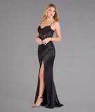 Idra Lace Corset Satin Wrap Formal Dress