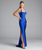 Flaunt your silhouette in the tight Whitney Lace-Up Slit Formal Dress in royal blue, a bodycon dress that empowers your look with bold style and effortless edge.