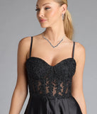 Turn heads at Prom 2025 in this black prom dress, where statement-making details meet the iconic style of the Antonina Sweetheart Corset A-Line Satin Formal Dress.