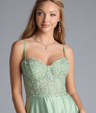 Turn heads at Prom 2025 in this sage green prom dress, where statement-making details meet the iconic style of the Antonina Sweetheart Corset A-Line Satin Formal Dress.