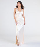 The Jamie Lace-Up Satin Formal Dress in luxe ivory fabric, a stunning prom dress with statement details designed to make a bold impression at Prom 2025.